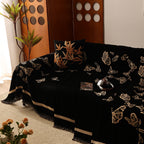 Butterfly Jacquard Soft Couch Blankets Cover for Couch Reversible Modern Sofa Slipcover Throw Covers