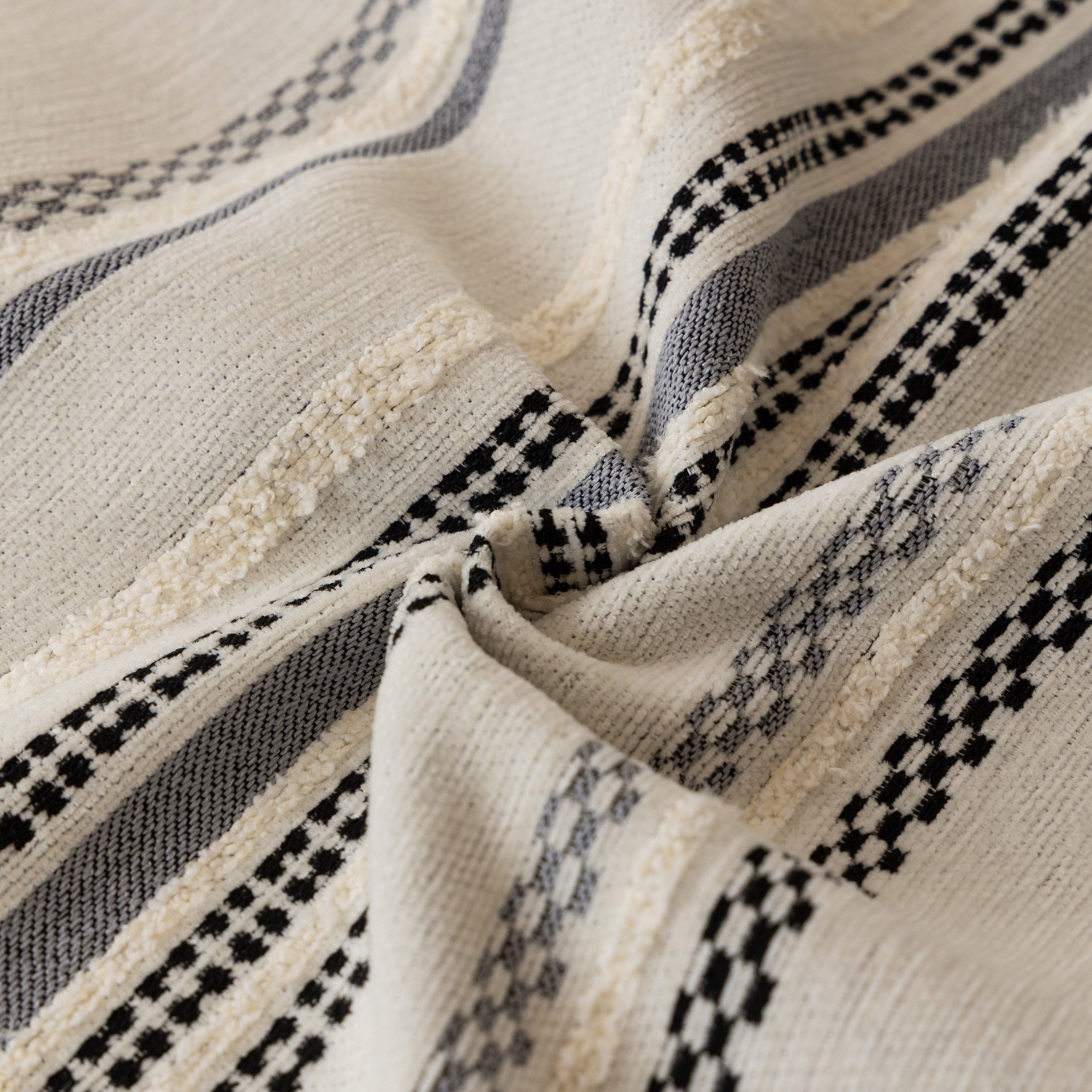 Boho Striped Couch Cover with Sheer Ruffle Skirt, Decorative Couch Throw Blanket
