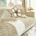 Bamboo-Style Sofa Towel, Faux Rabbit Fur Thickened Non-slip Seat Cushion Covers
