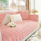 Bamboo-Style Sofa Towel, Faux Rabbit Fur Thickened Non-slip Seat Cushion Covers
