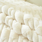 Bamboo-Style Sofa Towel, Faux Rabbit Fur Thickened Non-slip Seat Cushion Covers