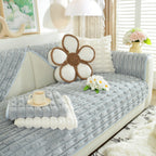 Bamboo-Style Sofa Towel, Faux Rabbit Fur Thickened Non-slip Seat Cushion Covers