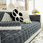 Bamboo-Style Sofa Towel, Faux Rabbit Fur Thickened Non-slip Seat Cushion Covers