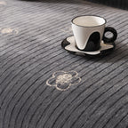Chenille Camellia Floral Sofa Throw Cover Couch Blanket with Striped Jacquard