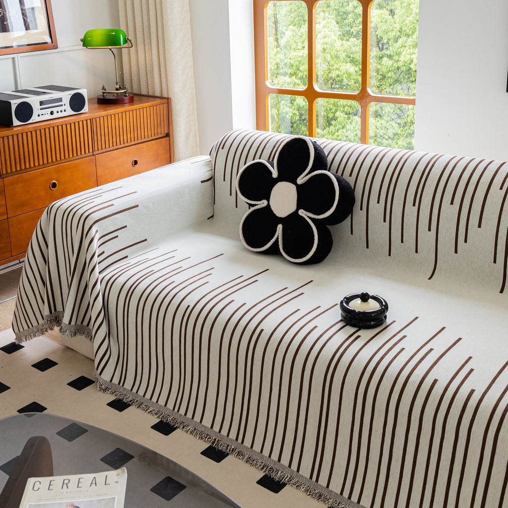 Boho Striped Jacquard Throw Sofa Slipcover Chenille Sofa Throws for Couches for Pets Kids Home Decor