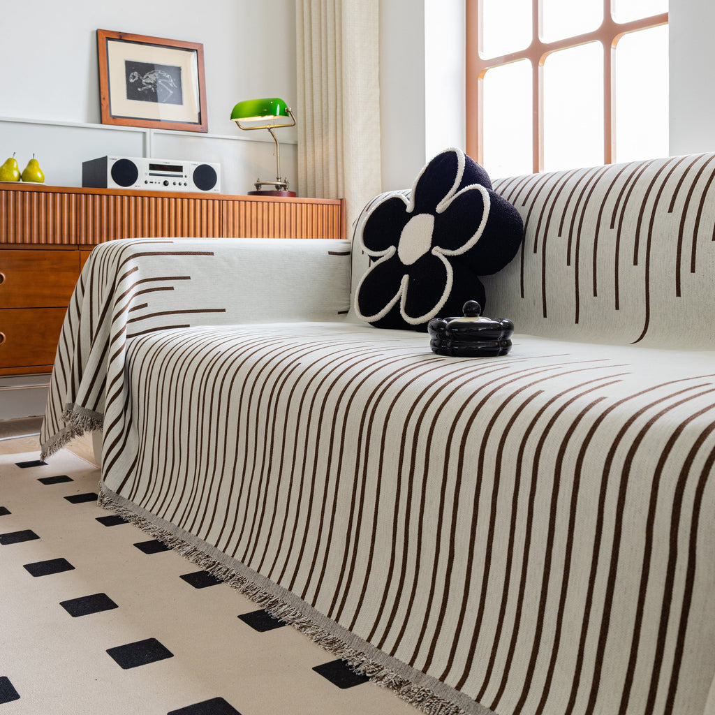 Boho Striped Jacquard Throw Sofa Slipcover Chenille Sofa Throws for Couches for Pets Kids Home Decor