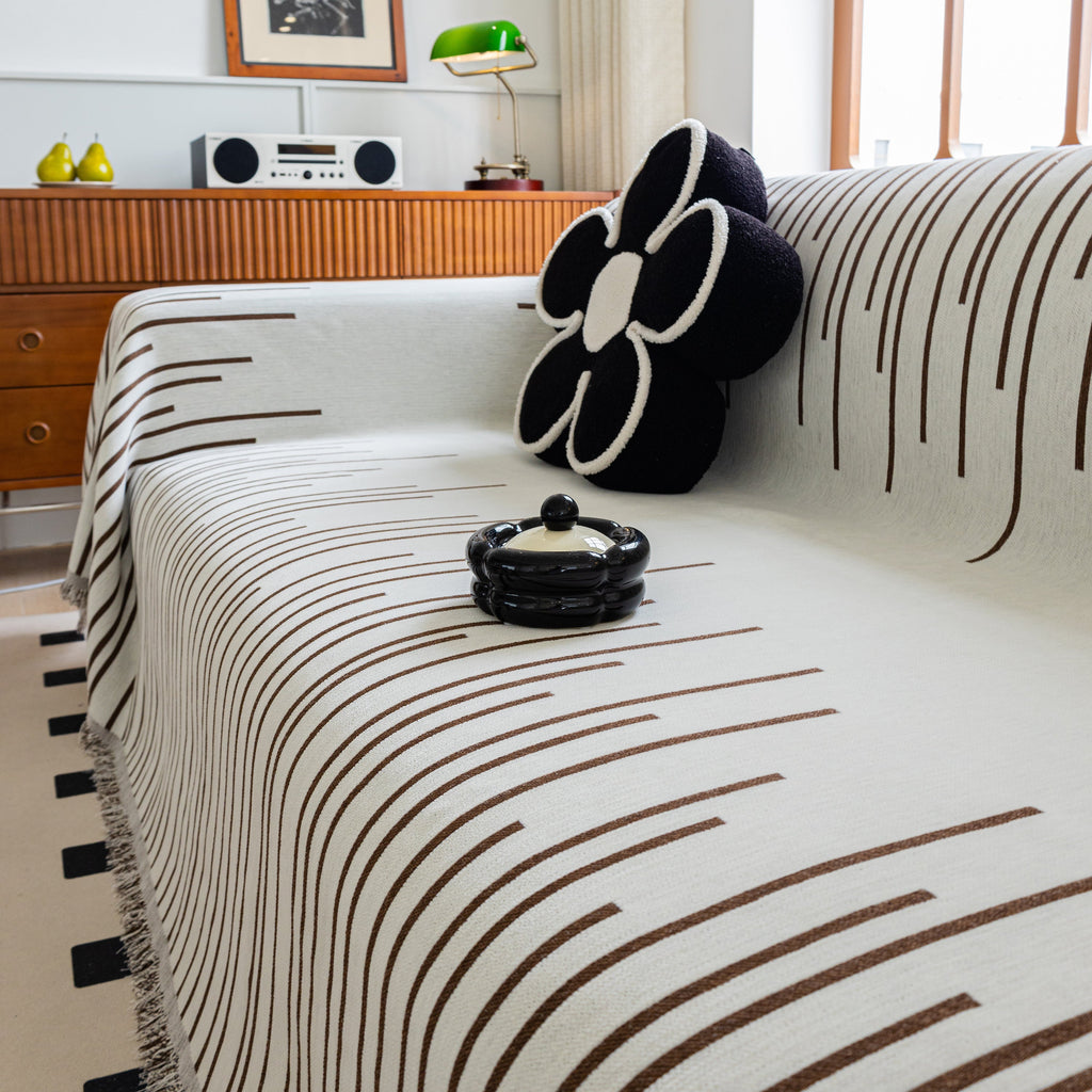 Boho Striped Jacquard Throw Sofa Slipcover Chenille Sofa Throws for Couches for Pets Kids Home Decor