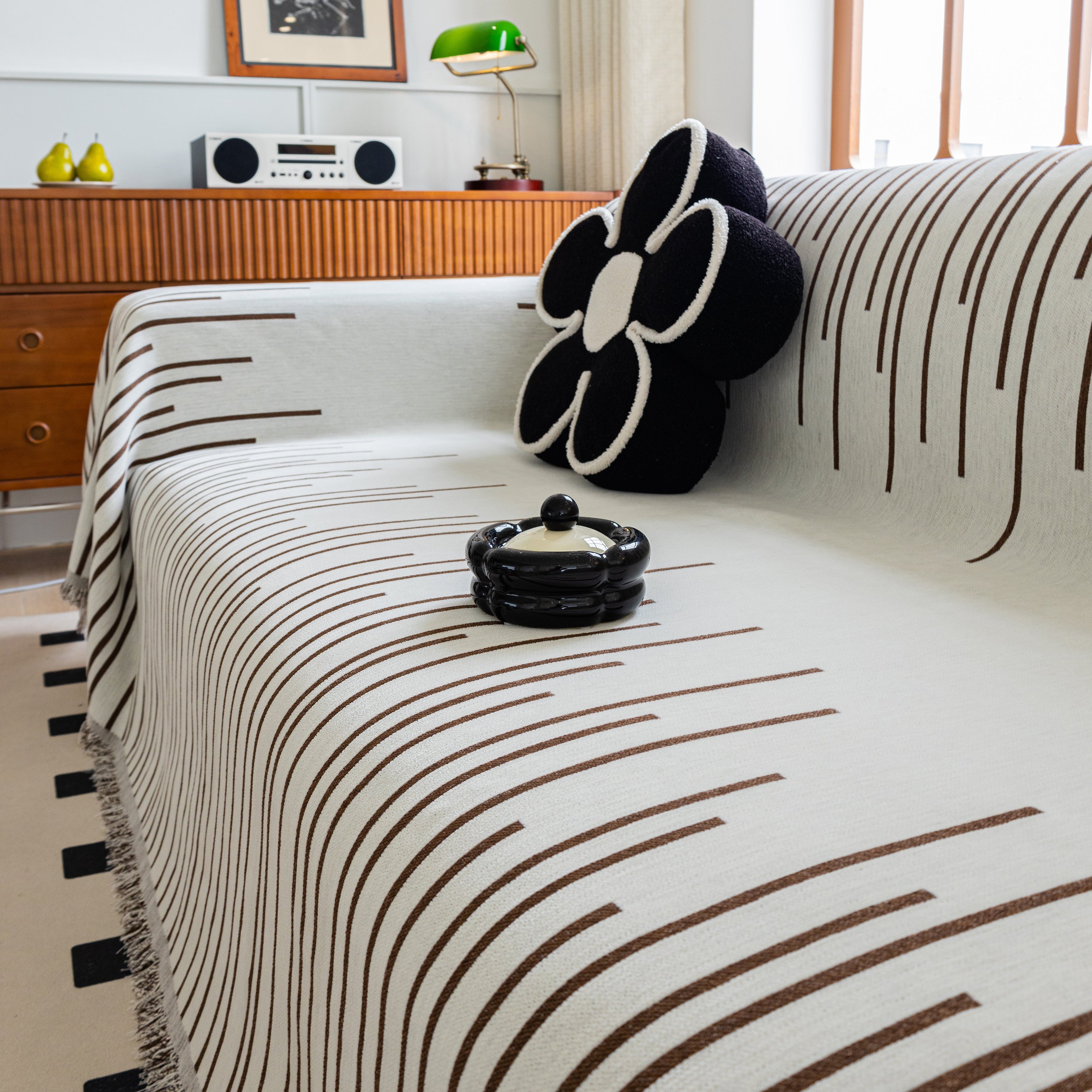 Boho Striped Jacquard Throw Sofa Slipcover Chenille Sofa Throws for Couches for Pets Kids Home Decor