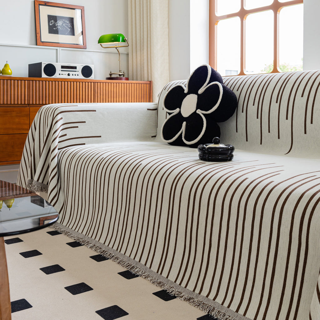 Boho Striped Jacquard Throw Sofa Slipcover Chenille Sofa Throws for Couches for Pets Kids Home Decor
