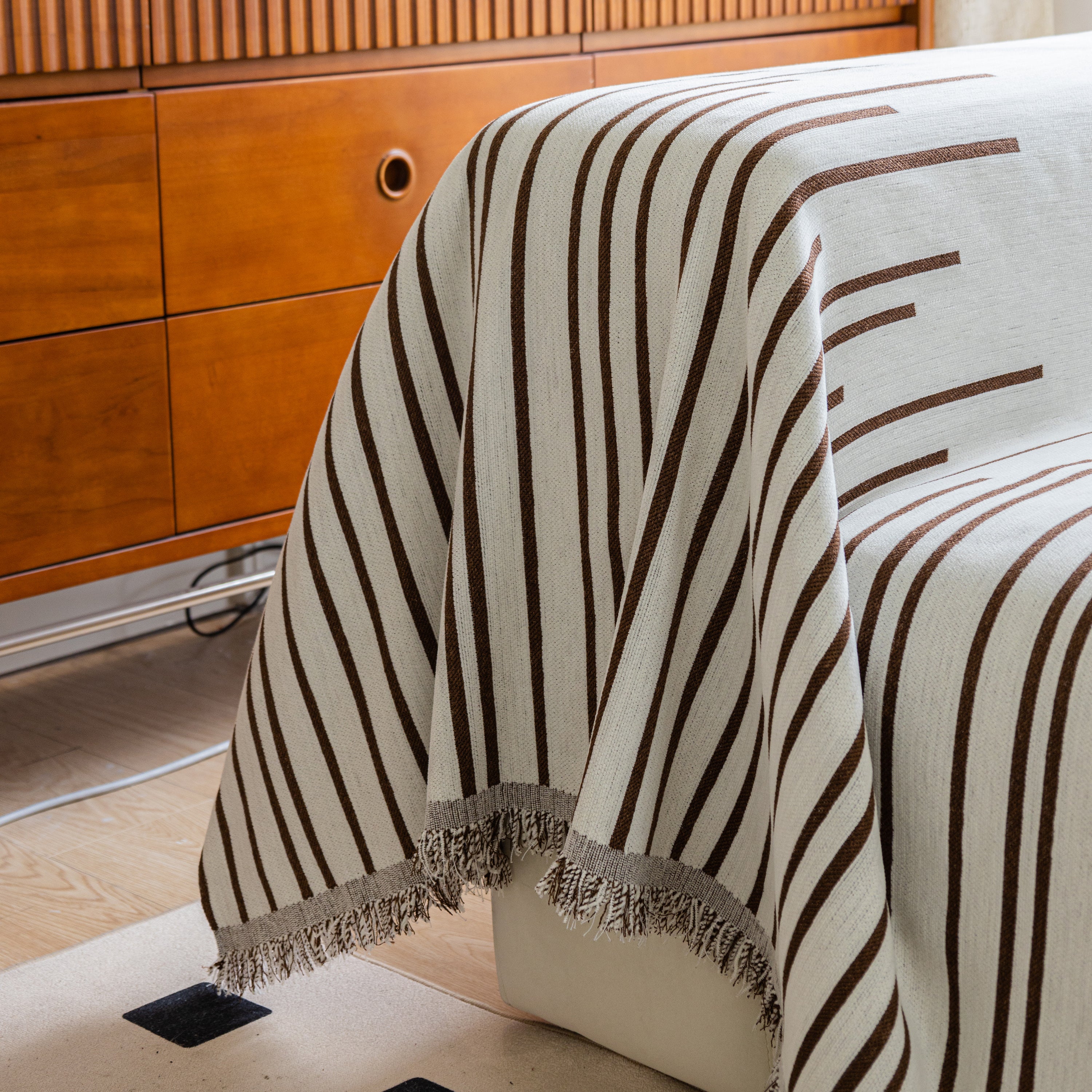 Boho Striped Jacquard Throw Sofa Slipcover Chenille Sofa Throws for Couches for Pets Kids Home Decor