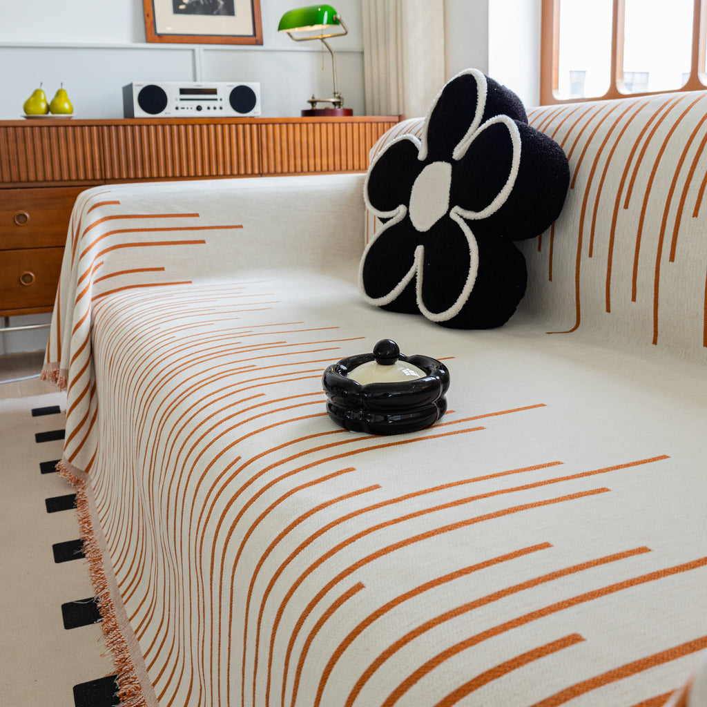 Boho Striped Jacquard Throw Sofa Slipcover Chenille Sofa Throws for Couches for Pets Kids Home Decor