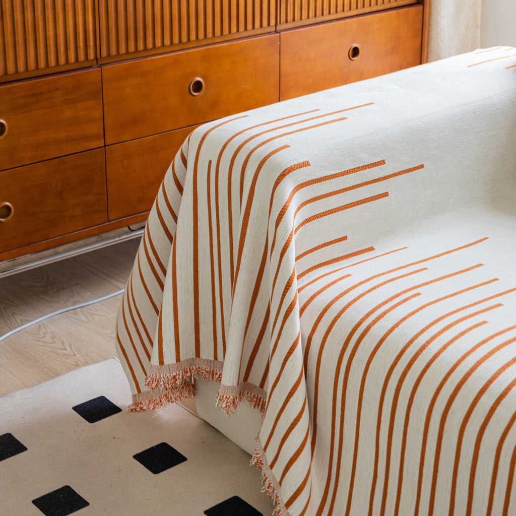 Boho Striped Jacquard Throw Sofa Slipcover Chenille Sofa Throws for Couches for Pets Kids Home Decor