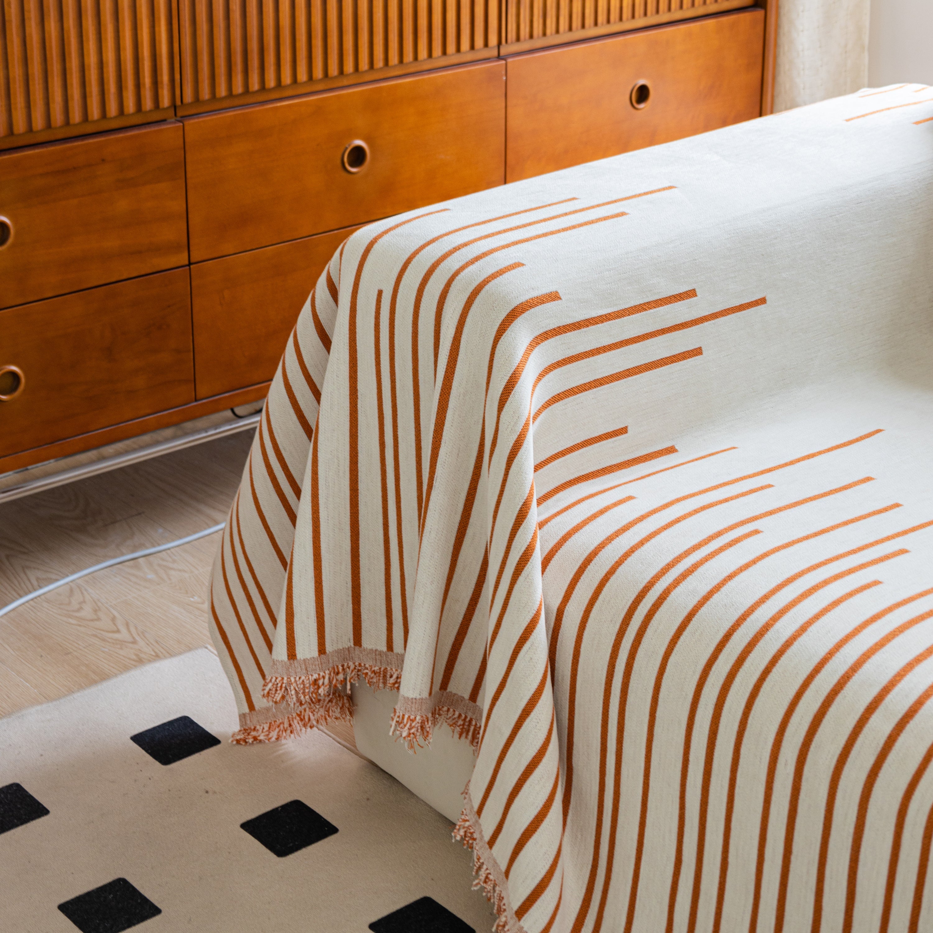 Boho Striped Jacquard Throw Sofa Slipcover Chenille Sofa Throws for Couches for Pets Kids Home Decor