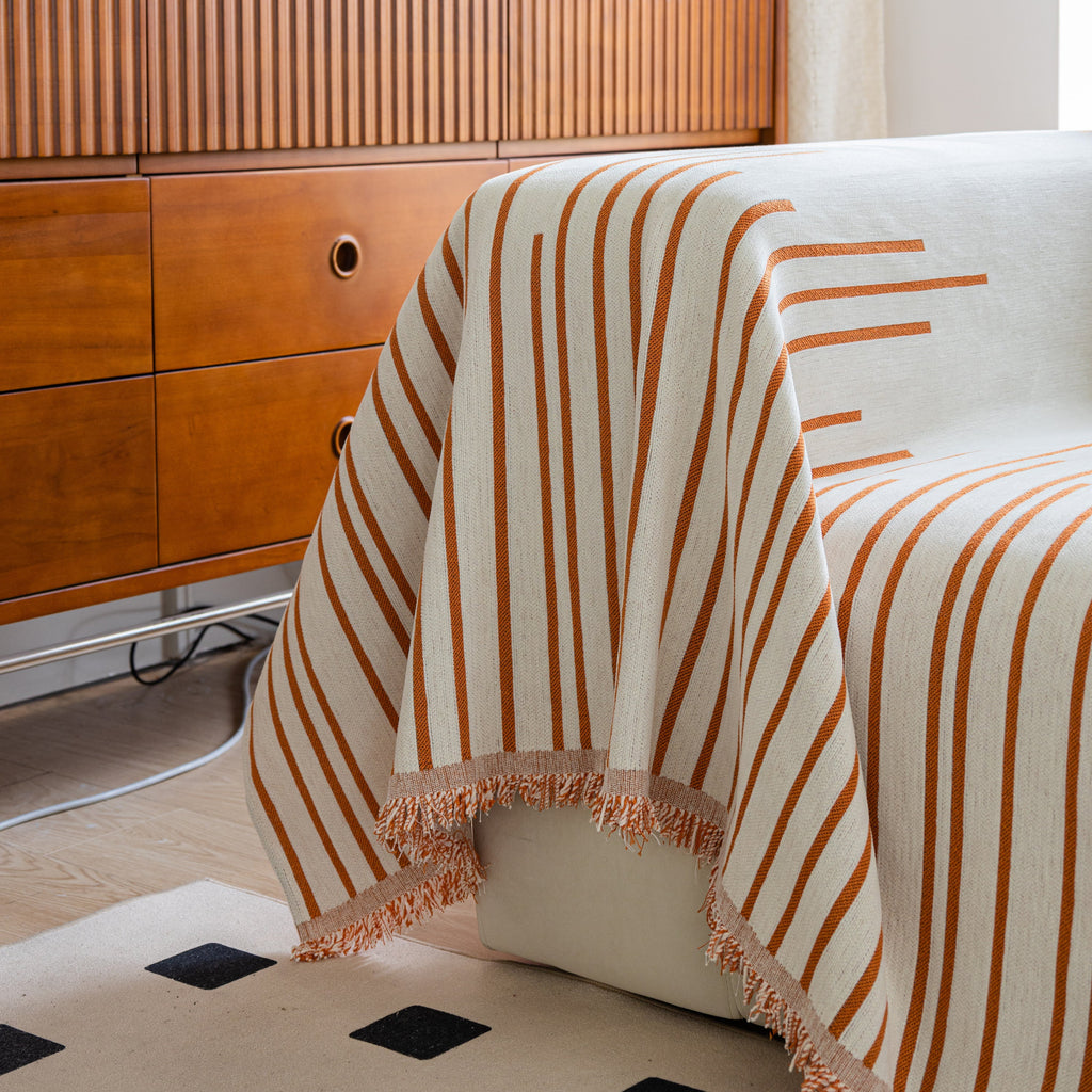Boho Striped Jacquard Throw Sofa Slipcover Chenille Sofa Throws for Couches for Pets Kids Home Decor