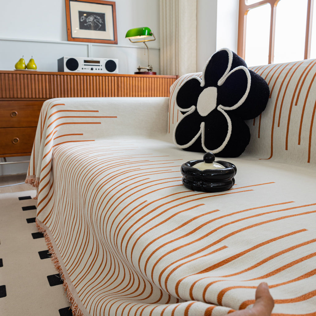 Boho Striped Jacquard Throw Sofa Slipcover Chenille Sofa Throws for Couches for Pets Kids Home Decor