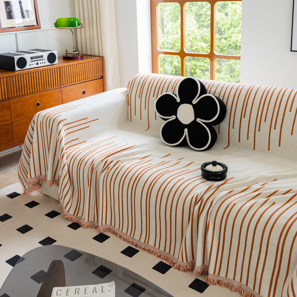 Boho Striped Jacquard Throw Sofa Slipcover Chenille Sofa Throws for Couches for Pets Kids Home Decor