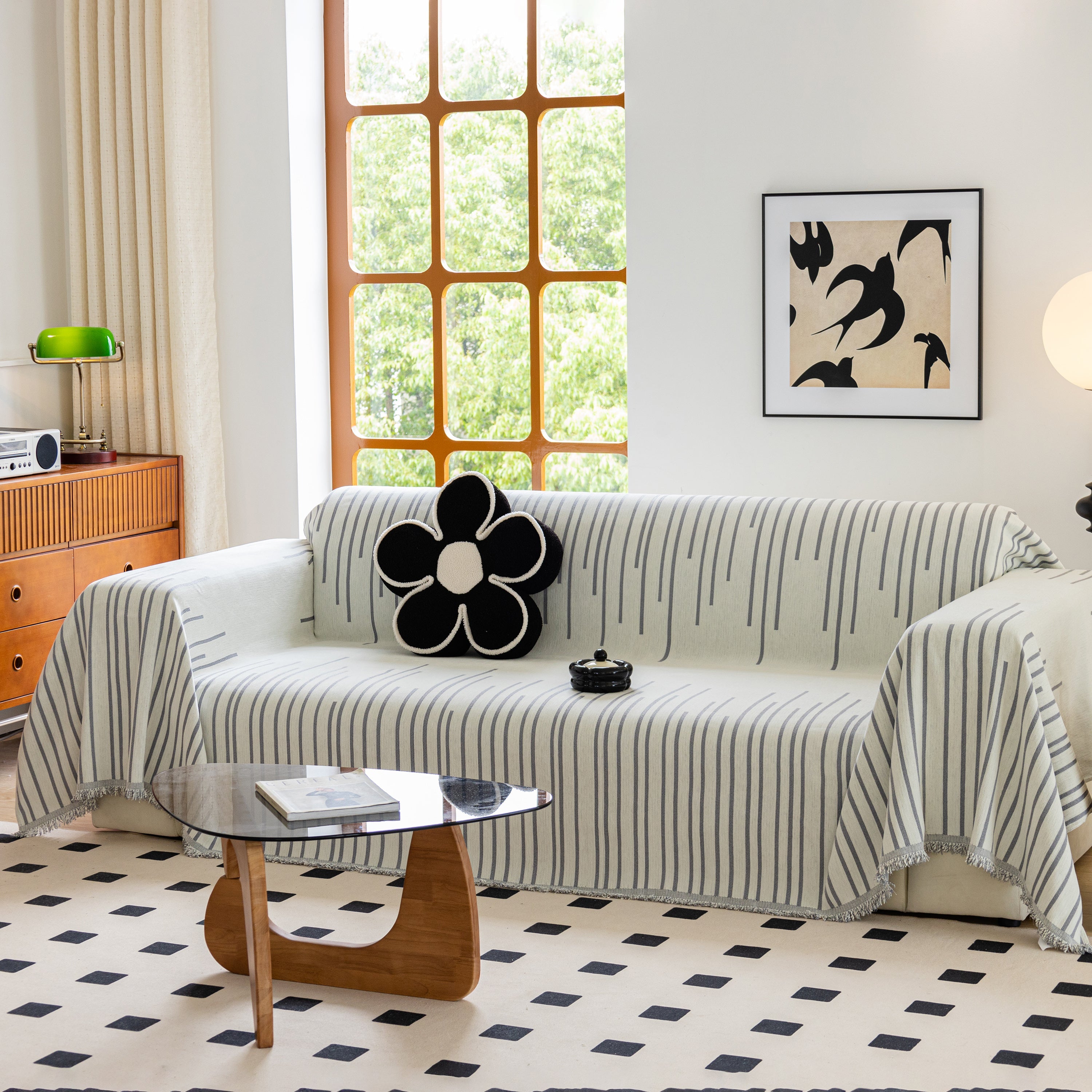 Boho Striped Jacquard Throw Sofa Slipcover Chenille Sofa Throws for Couches for Pets Kids Home Decor