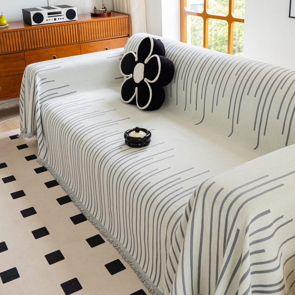 Boho Striped Jacquard Throw Sofa Slipcover Chenille Sofa Throws for Couches for Pets Kids Home Decor