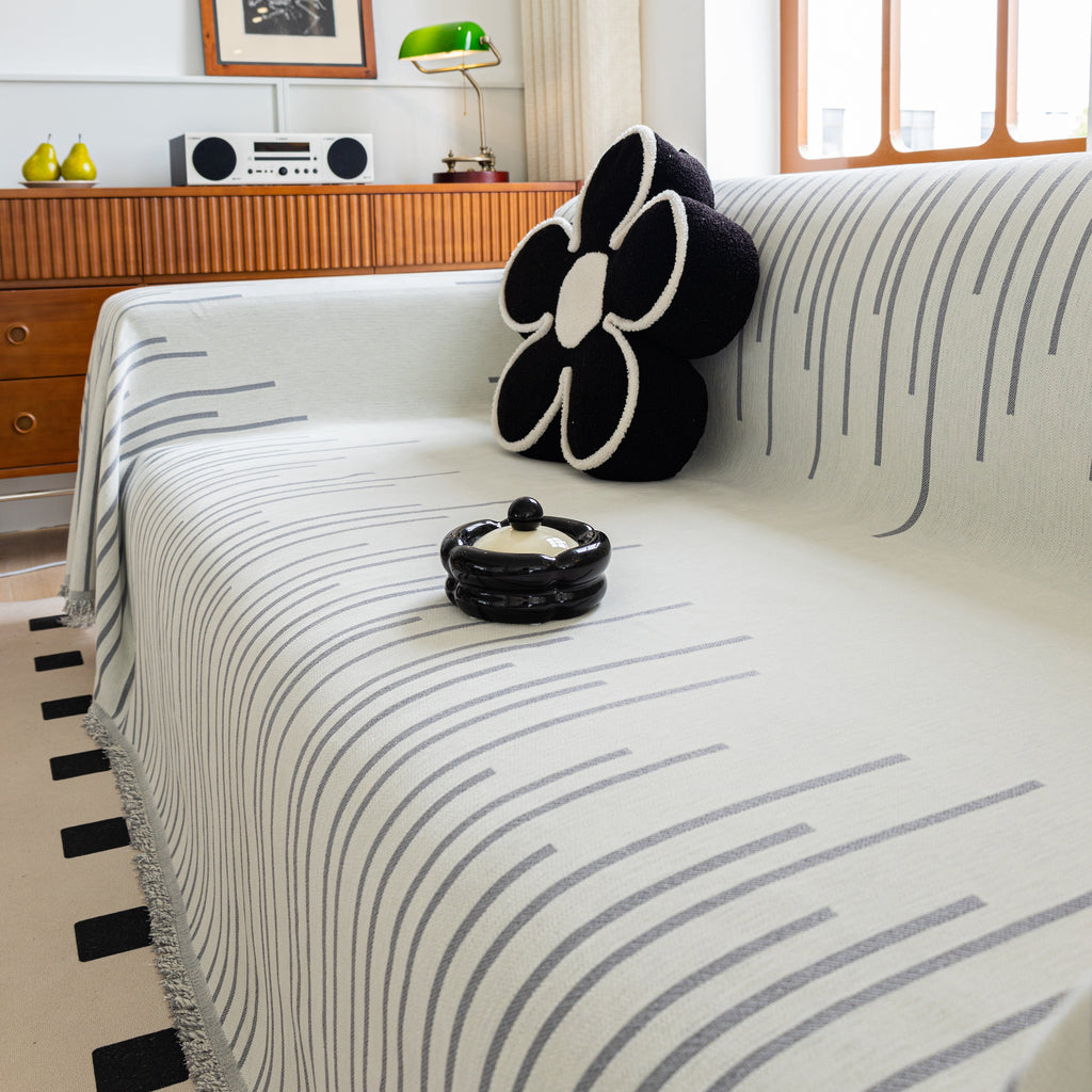 Boho Striped Jacquard Throw Sofa Slipcover Chenille Sofa Throws for Couches for Pets Kids Home Decor