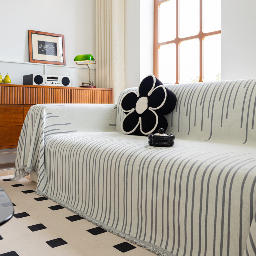 Boho Striped Jacquard Throw Sofa Slipcover Chenille Sofa Throws for Couches for Pets Kids Home Decor
