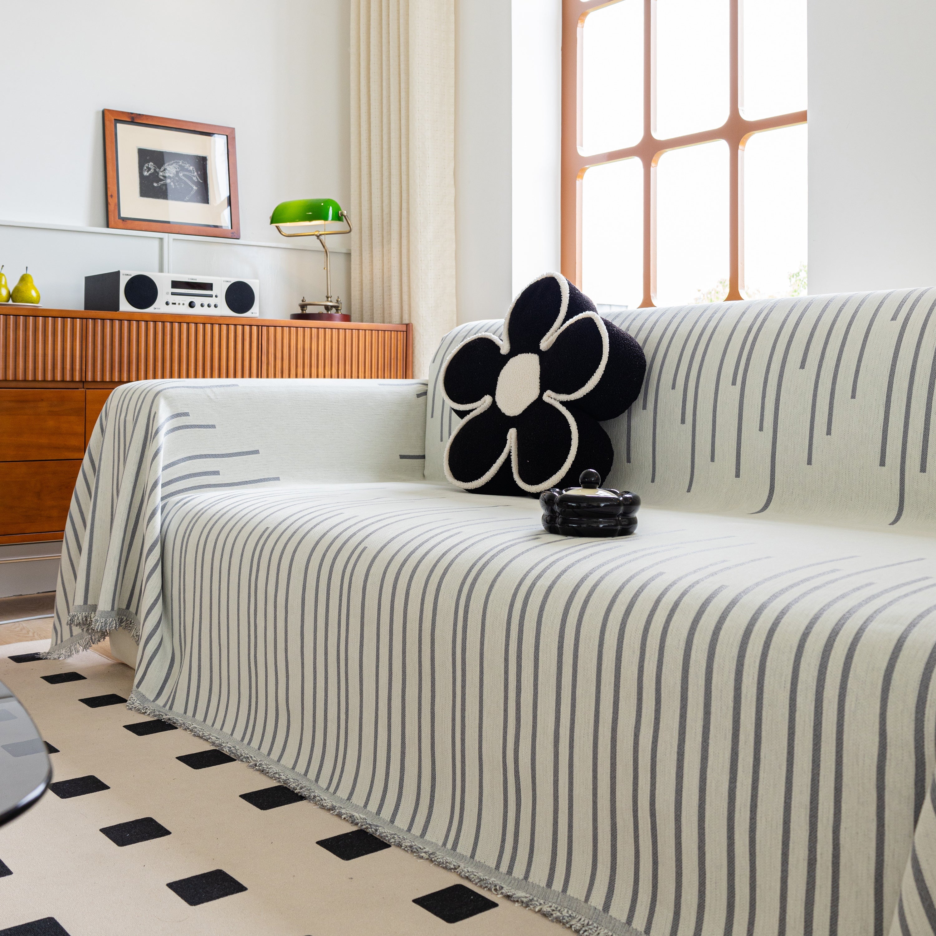 Boho Striped Jacquard Throw Sofa Slipcover Chenille Sofa Throws for Couches for Pets Kids Home Decor