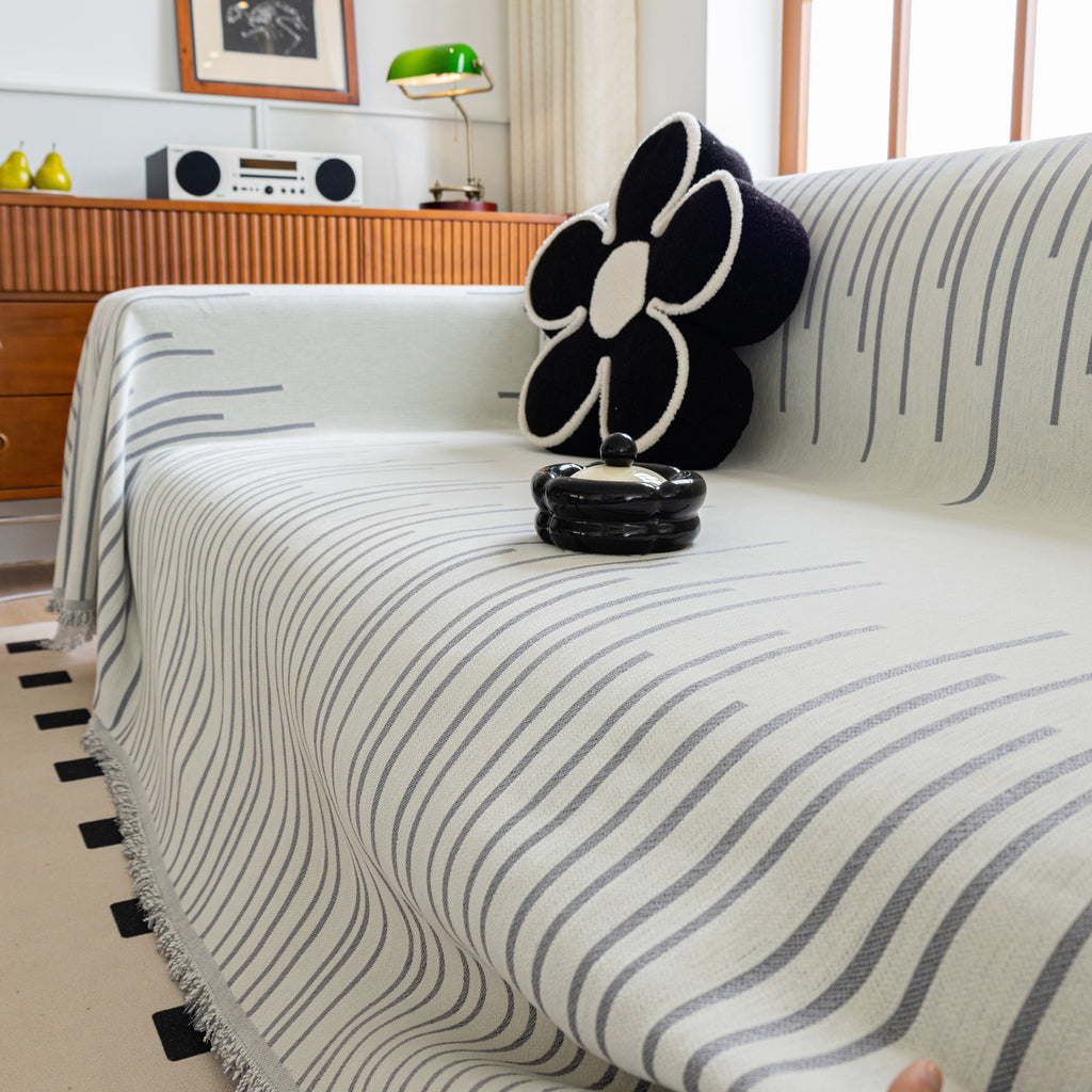 Boho Striped Jacquard Throw Sofa Slipcover Chenille Sofa Throws for Couches for Pets Kids Home Decor