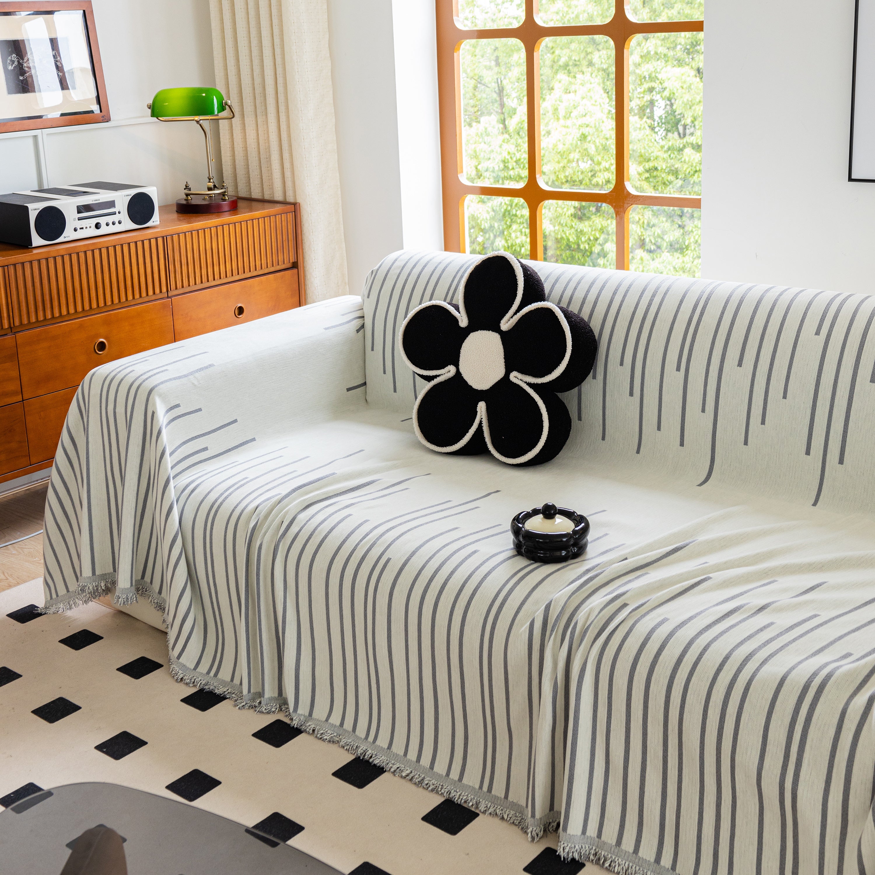 Boho Striped Jacquard Throw Sofa Slipcover Chenille Sofa Throws for Couches for Pets Kids Home Decor