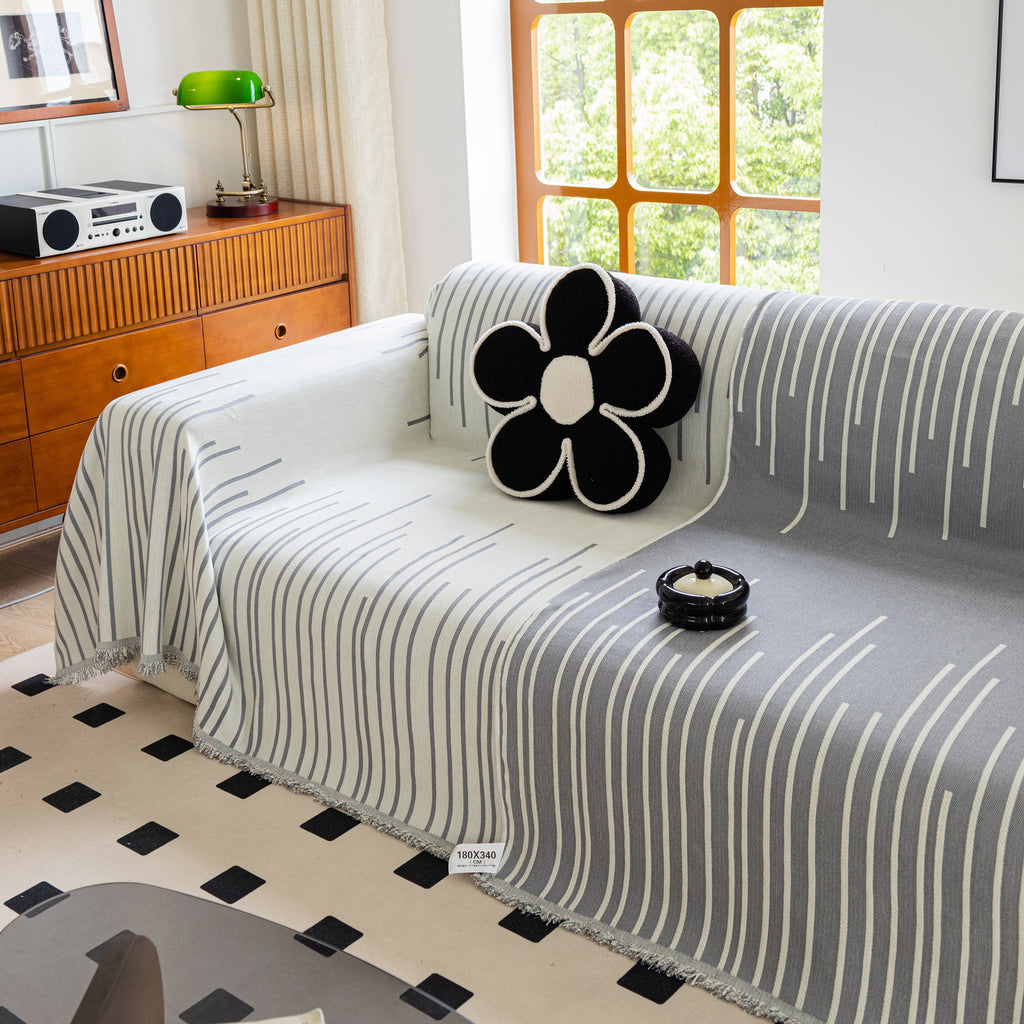 Boho Striped Jacquard Throw Sofa Slipcover Chenille Sofa Throws for Couches for Pets Kids Home Decor