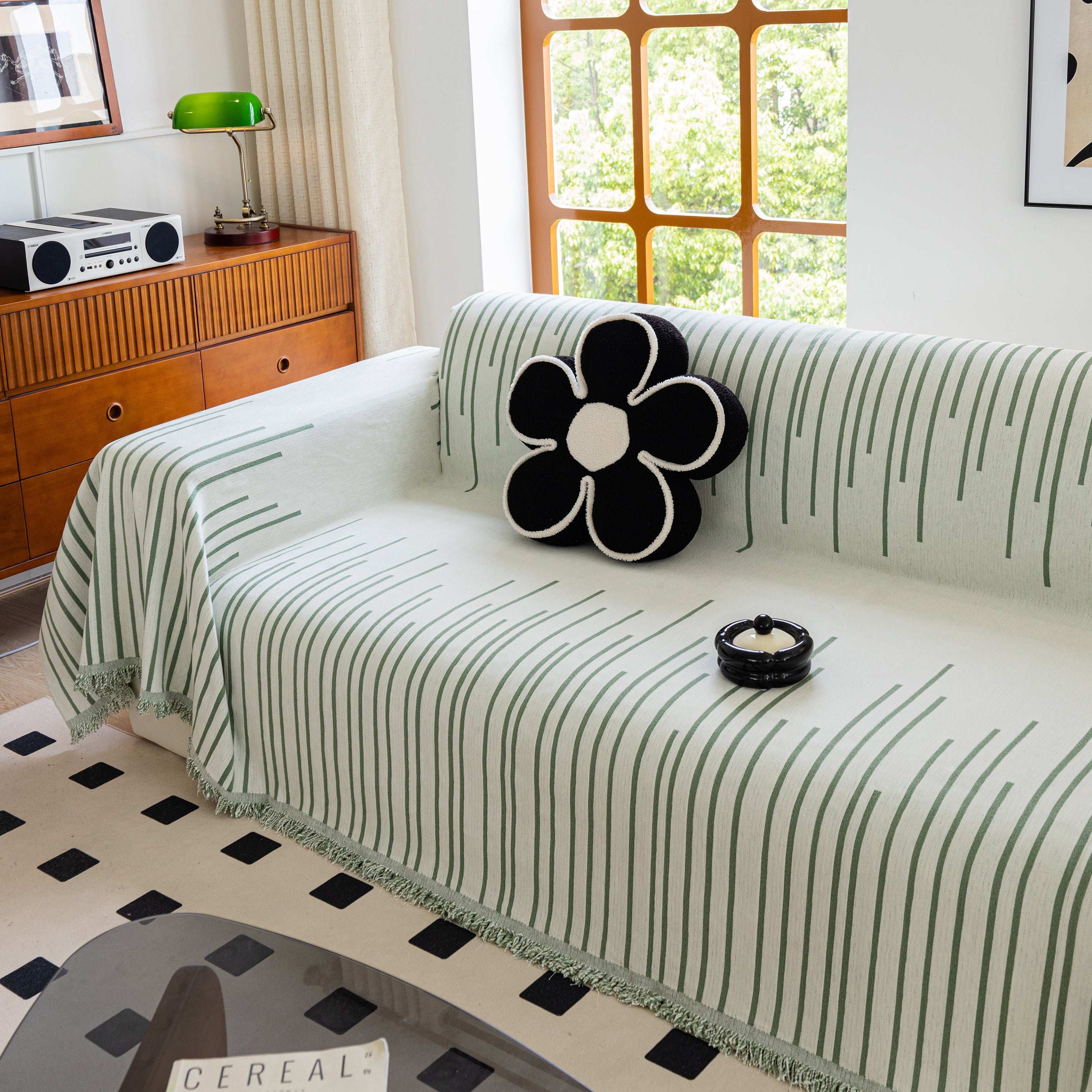 Boho Striped Jacquard Throw Sofa Slipcover Chenille Sofa Throws for Couches for Pets Kids Home Decor