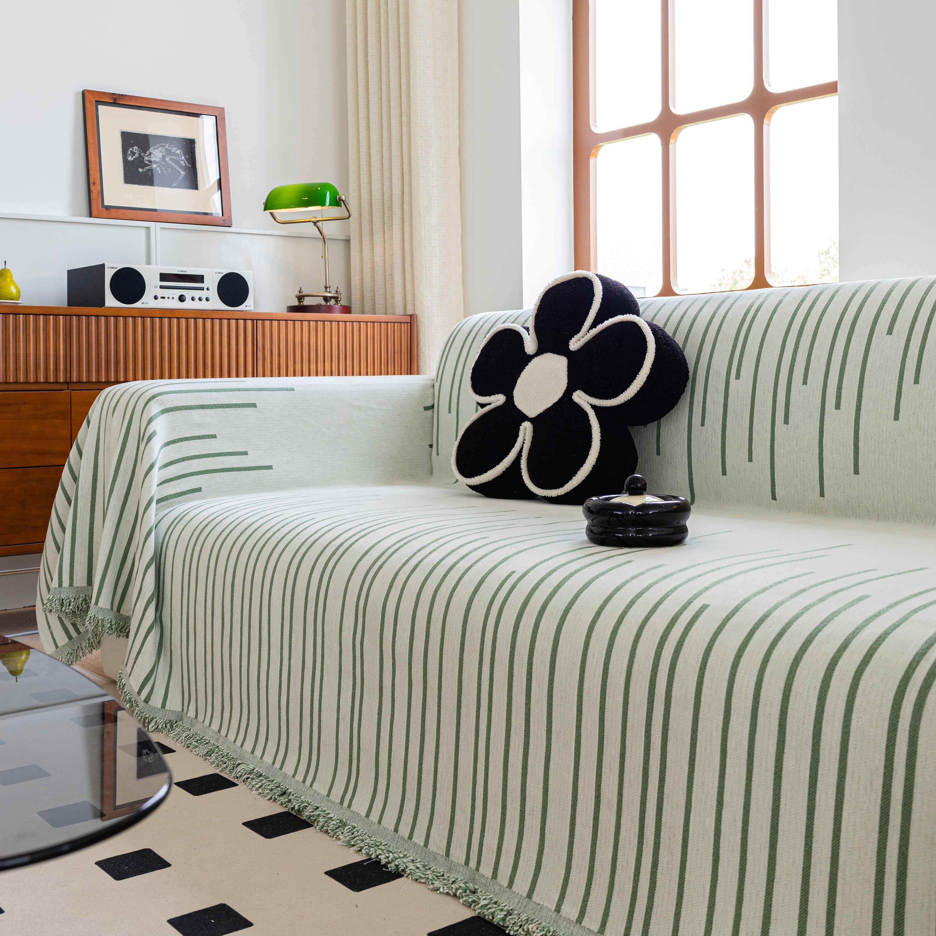 Boho Striped Jacquard Throw Sofa Slipcover Chenille Sofa Throws for Couches for Pets Kids Home Decor