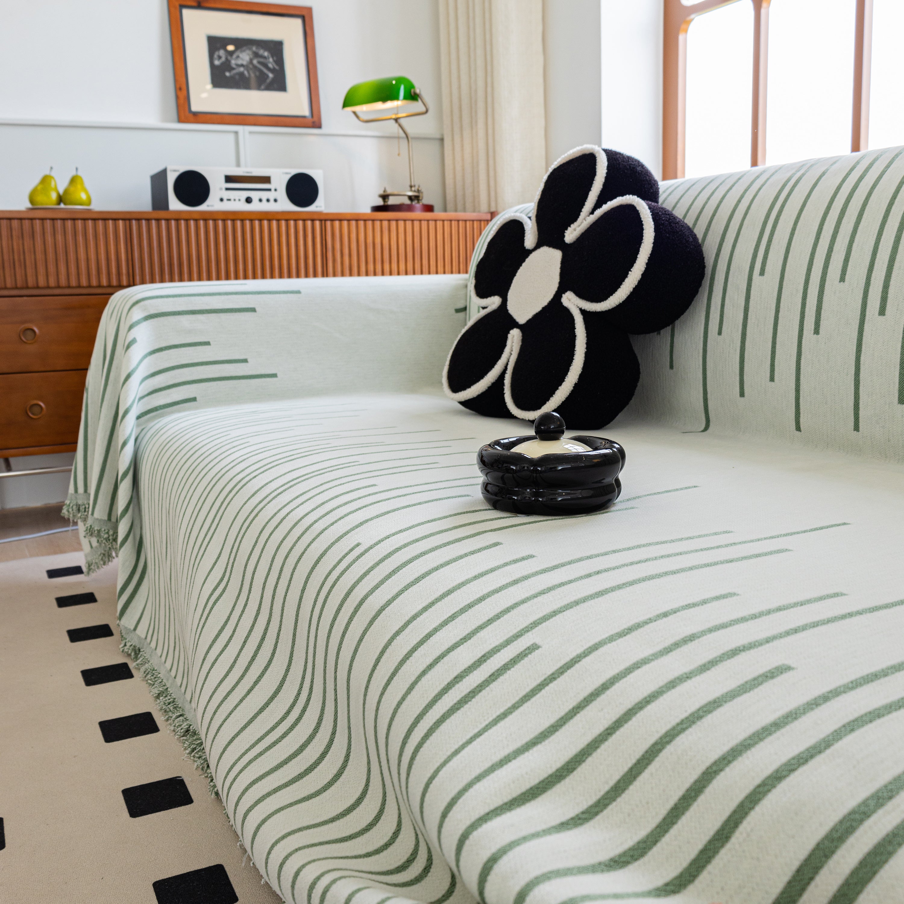 Boho Striped Jacquard Throw Sofa Slipcover Chenille Sofa Throws for Couches for Pets Kids Home Decor