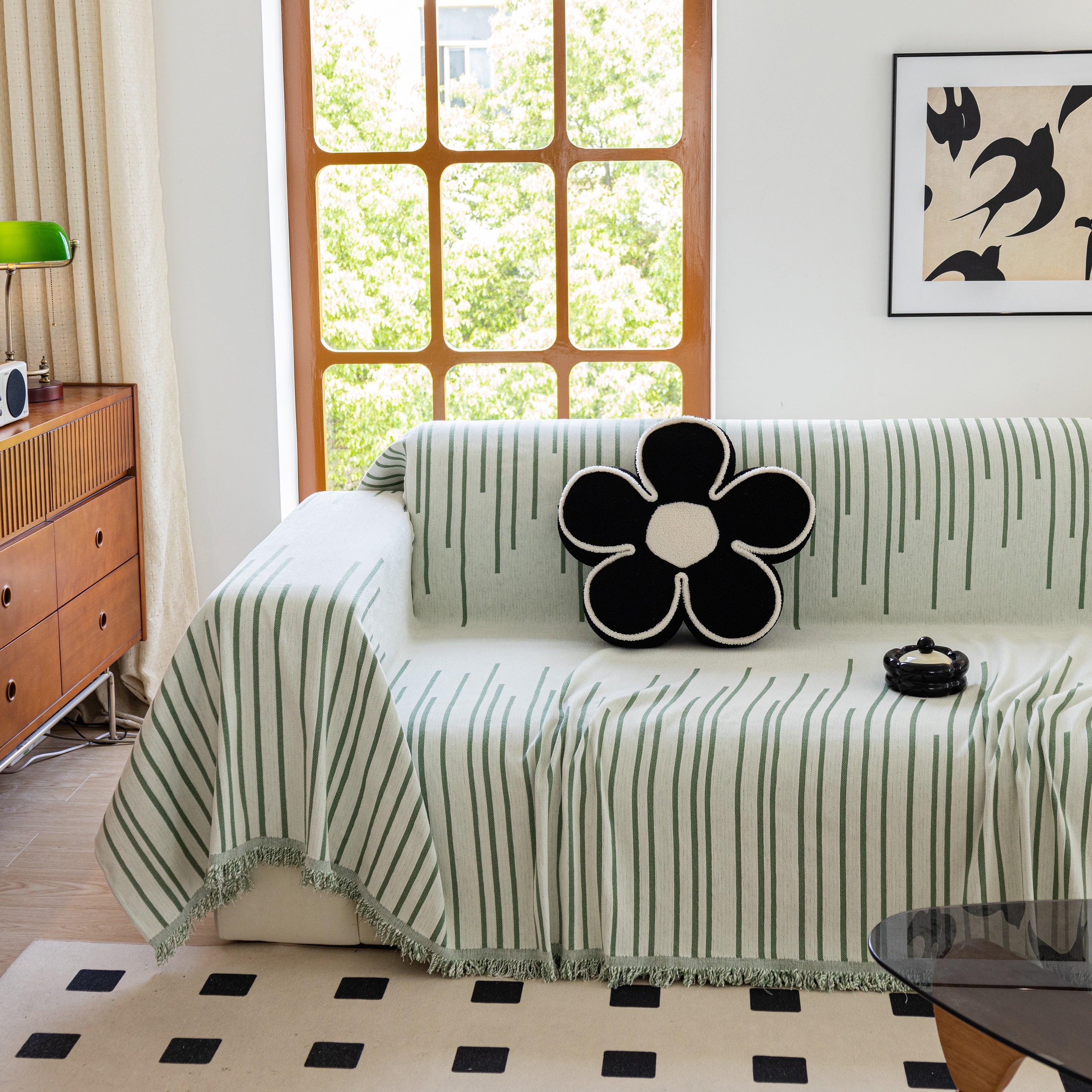 Boho Striped Jacquard Throw Sofa Slipcover Chenille Sofa Throws for Couches for Pets Kids Home Decor