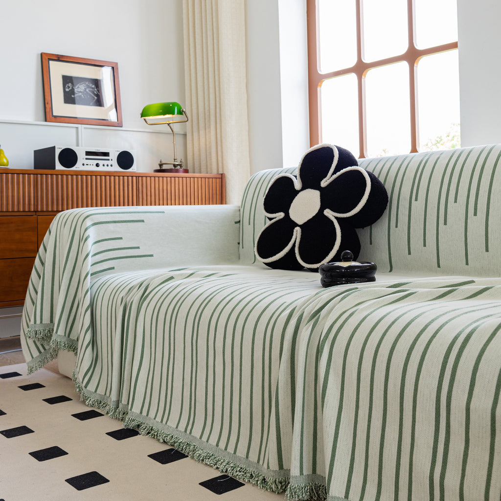 Boho Striped Jacquard Throw Sofa Slipcover Chenille Sofa Throws for Couches for Pets Kids Home Decor