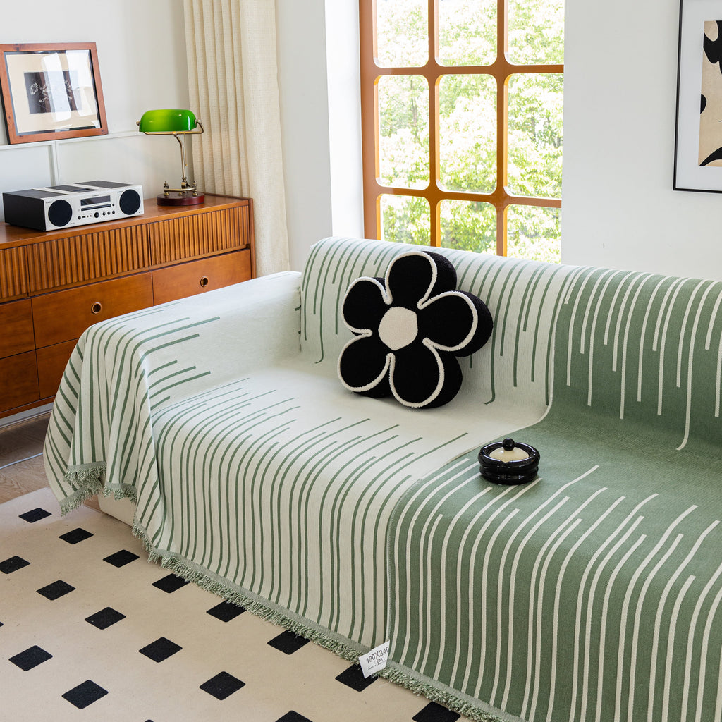 Boho Striped Jacquard Throw Sofa Slipcover Chenille Sofa Throws for Couches for Pets Kids Home Decor