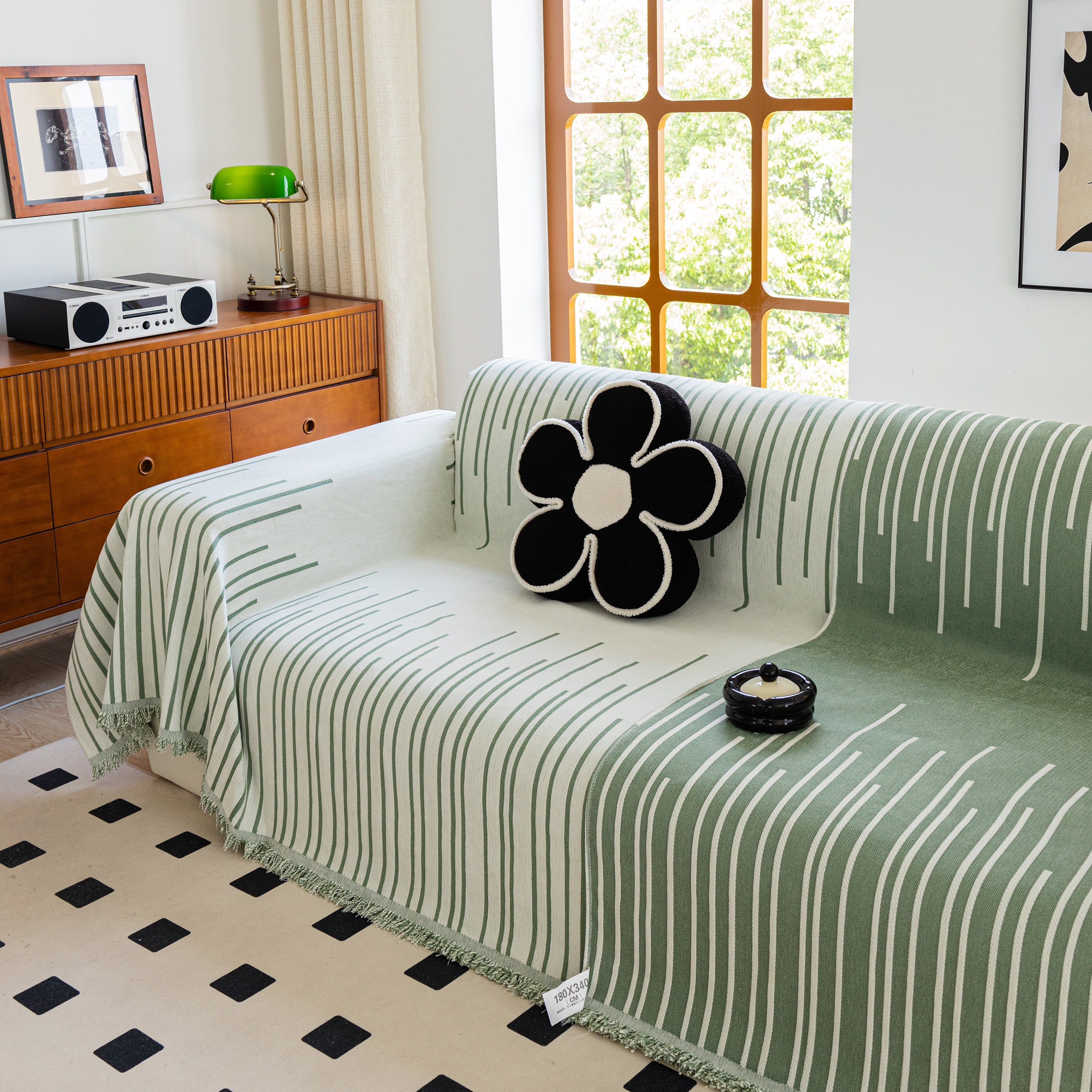Boho Striped Jacquard Throw Sofa Slipcover Chenille Sofa Throws for Couches for Pets Kids Home Decor