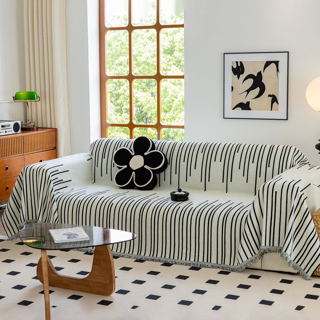 Boho Striped Jacquard Throw Sofa Slipcover Chenille Sofa Throws for Couches for Pets Kids Home Decor
