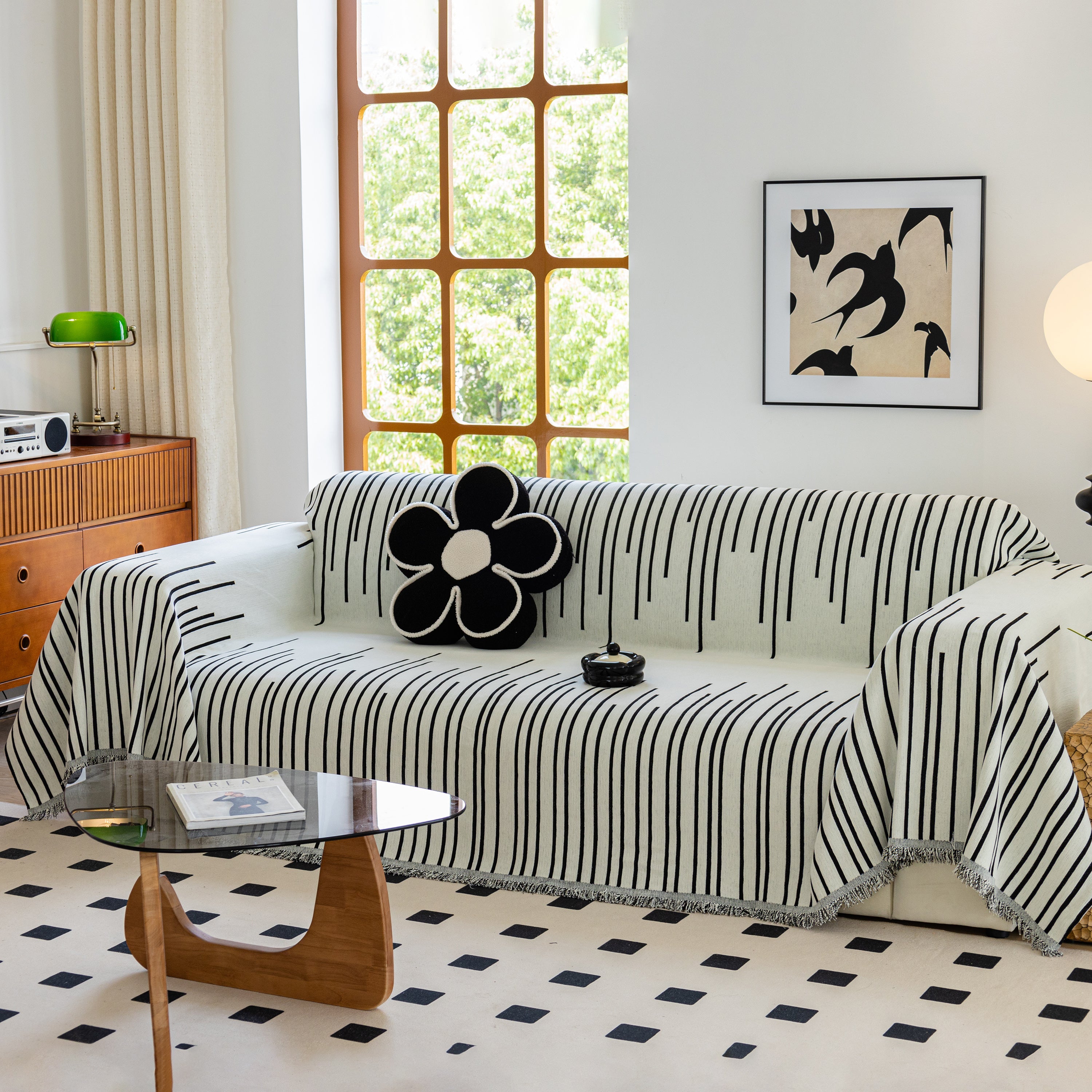 Boho Striped Jacquard Throw Sofa Slipcover Chenille Sofa Throws for Couches for Pets Kids Home Decor