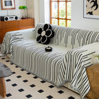 Boho Striped Jacquard Throw Sofa Slipcover Chenille Sofa Throws for Couches for Pets Kids Home Decor