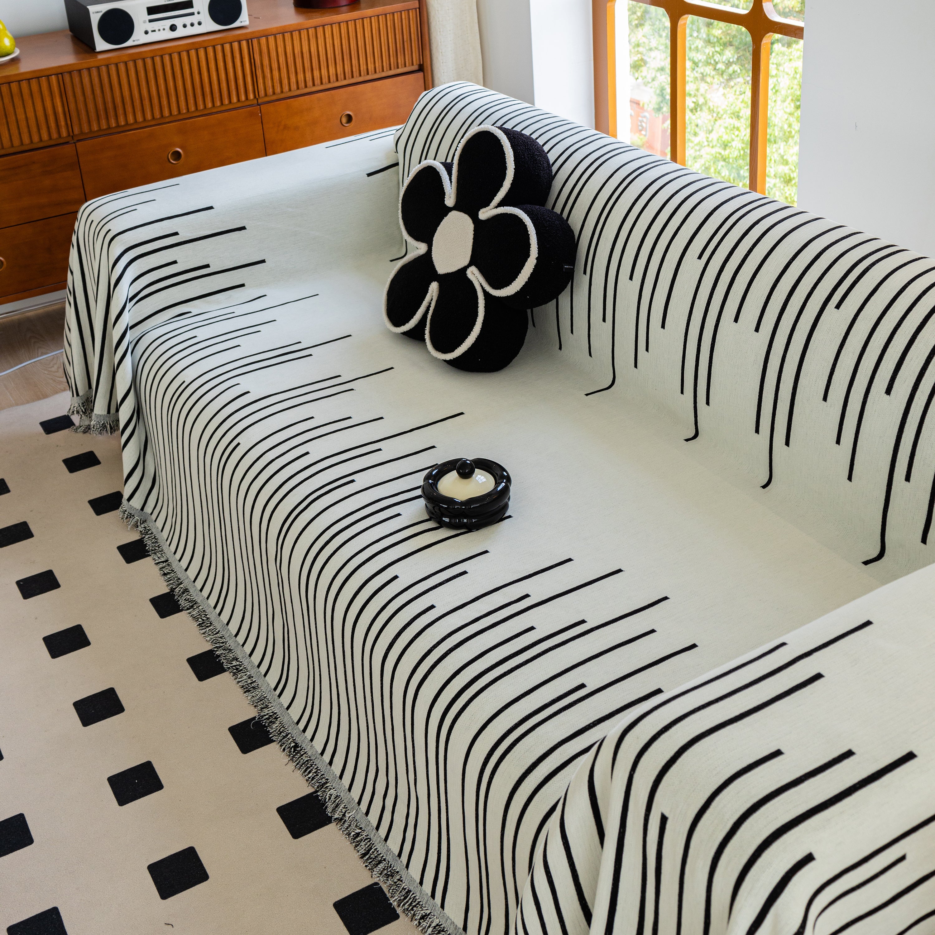 Boho Striped Jacquard Throw Sofa Slipcover Chenille Sofa Throws for Couches for Pets Kids Home Decor
