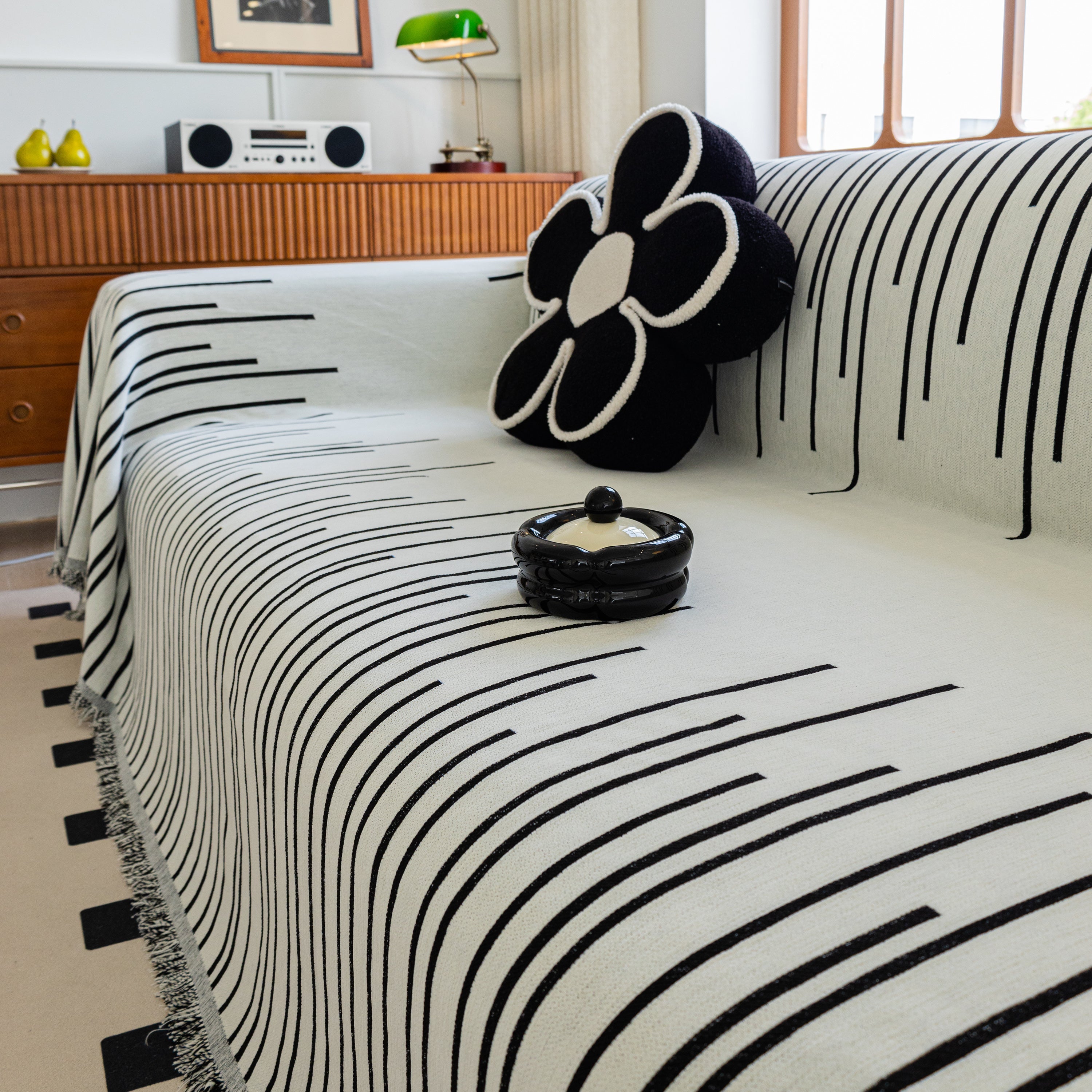 Boho Striped Jacquard Throw Sofa Slipcover Chenille Sofa Throws for Couches for Pets Kids Home Decor