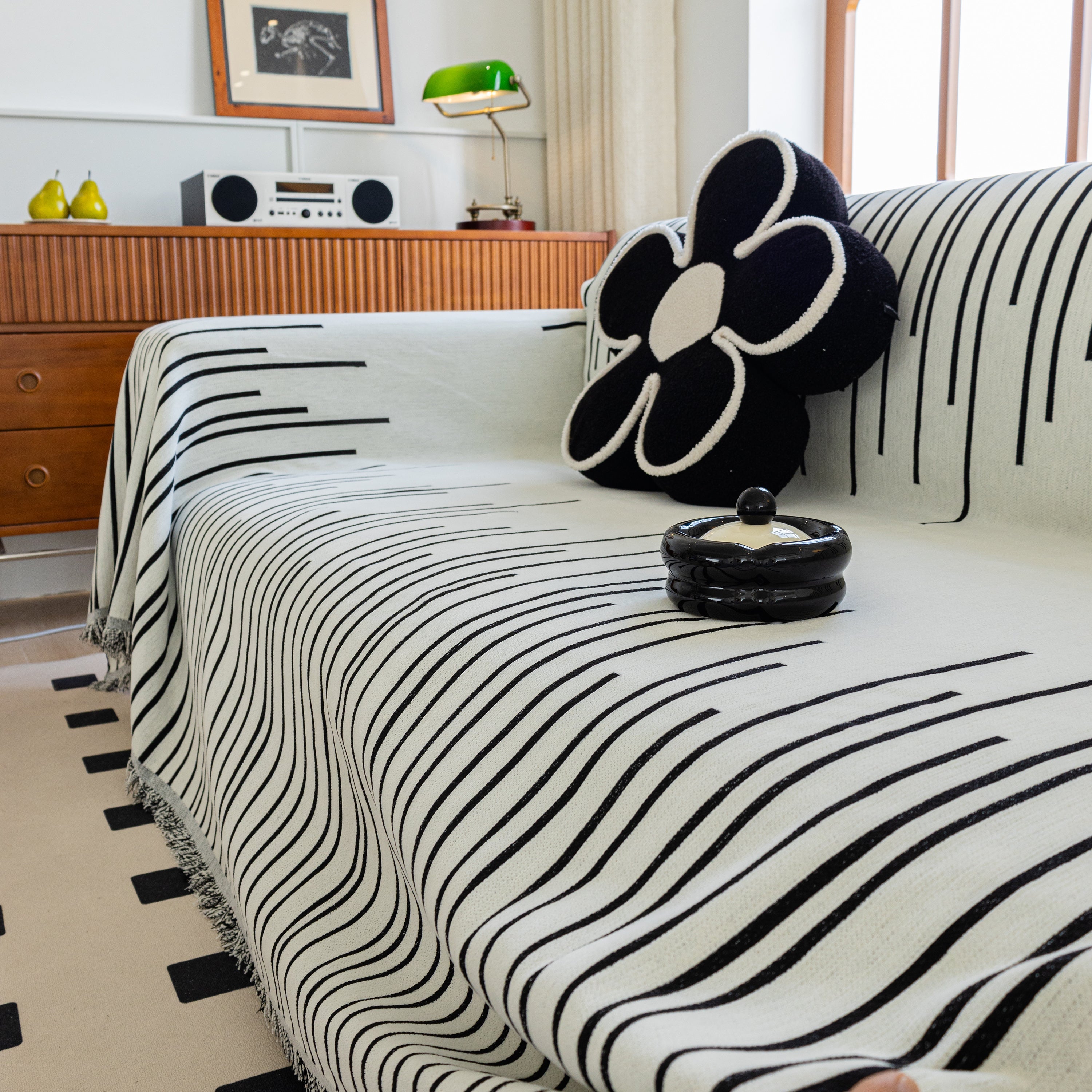 Boho Striped Jacquard Throw Sofa Slipcover Chenille Sofa Throws for Couches for Pets Kids Home Decor