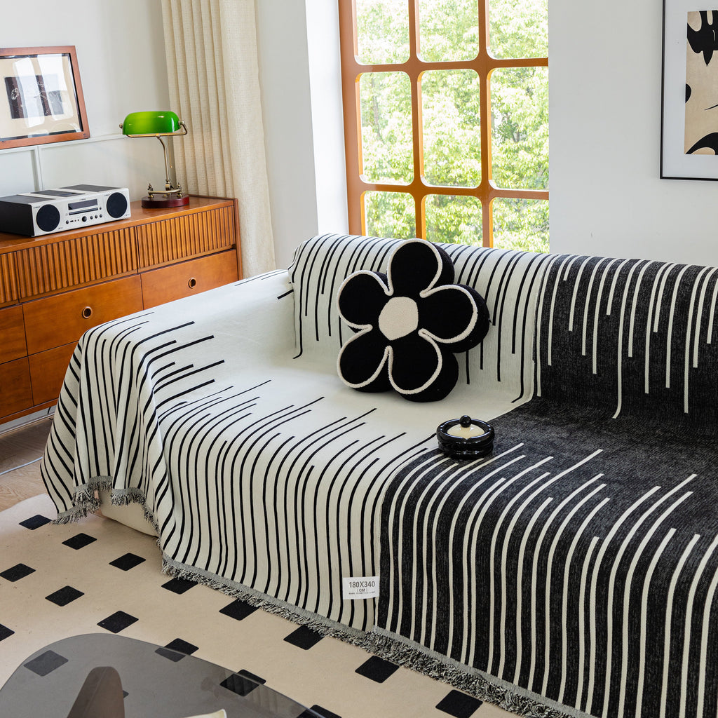 Boho Striped Jacquard Throw Sofa Slipcover Chenille Sofa Throws for Couches for Pets Kids Home Decor