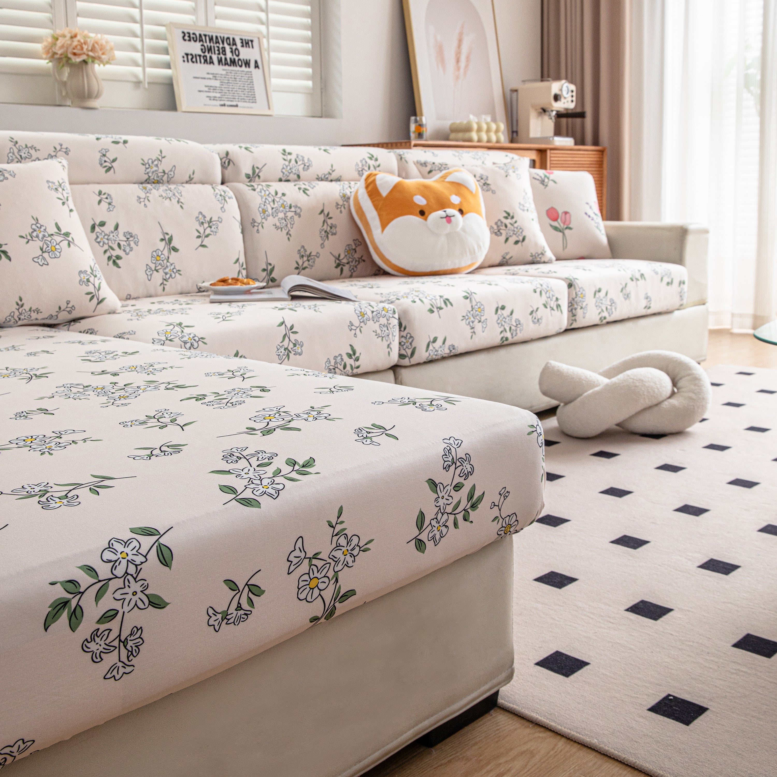 Cartoon Printing Elastic Seat Cushion Cover 1/2/3/4 Seater Sofa Cover Back Cushion Cover For Living Room