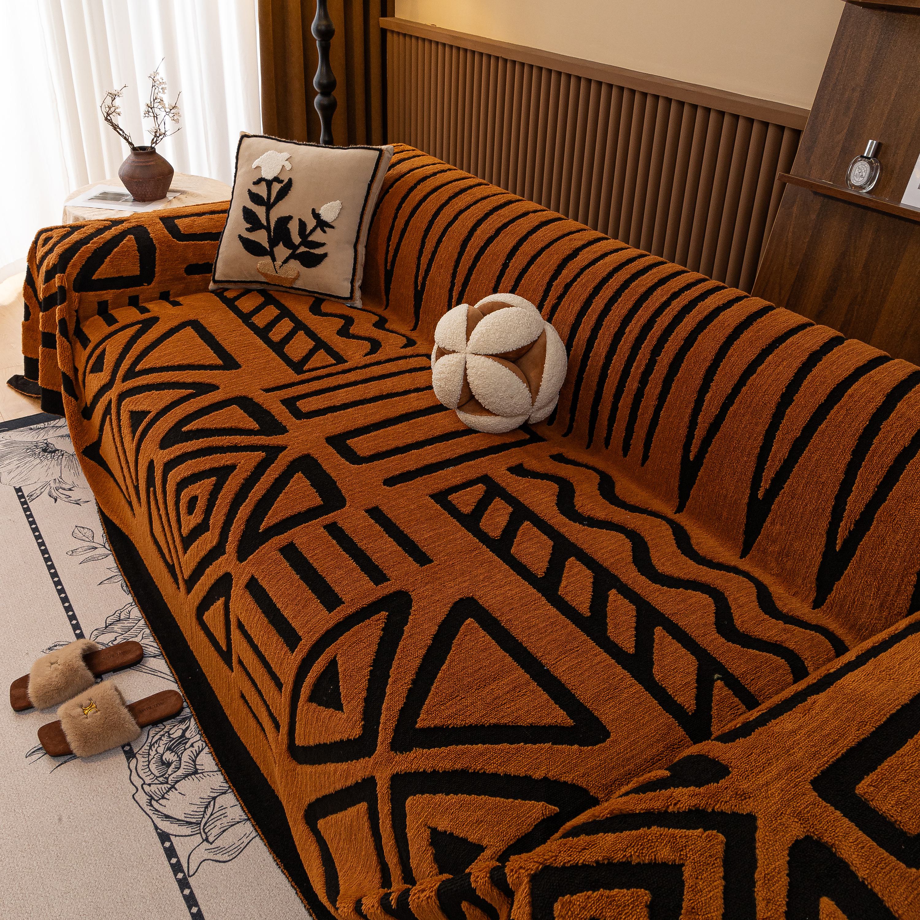 Boho Plush Couch Cover Bohemian Throw Blanket Decor Covers Sofa Chair Furniture Bed