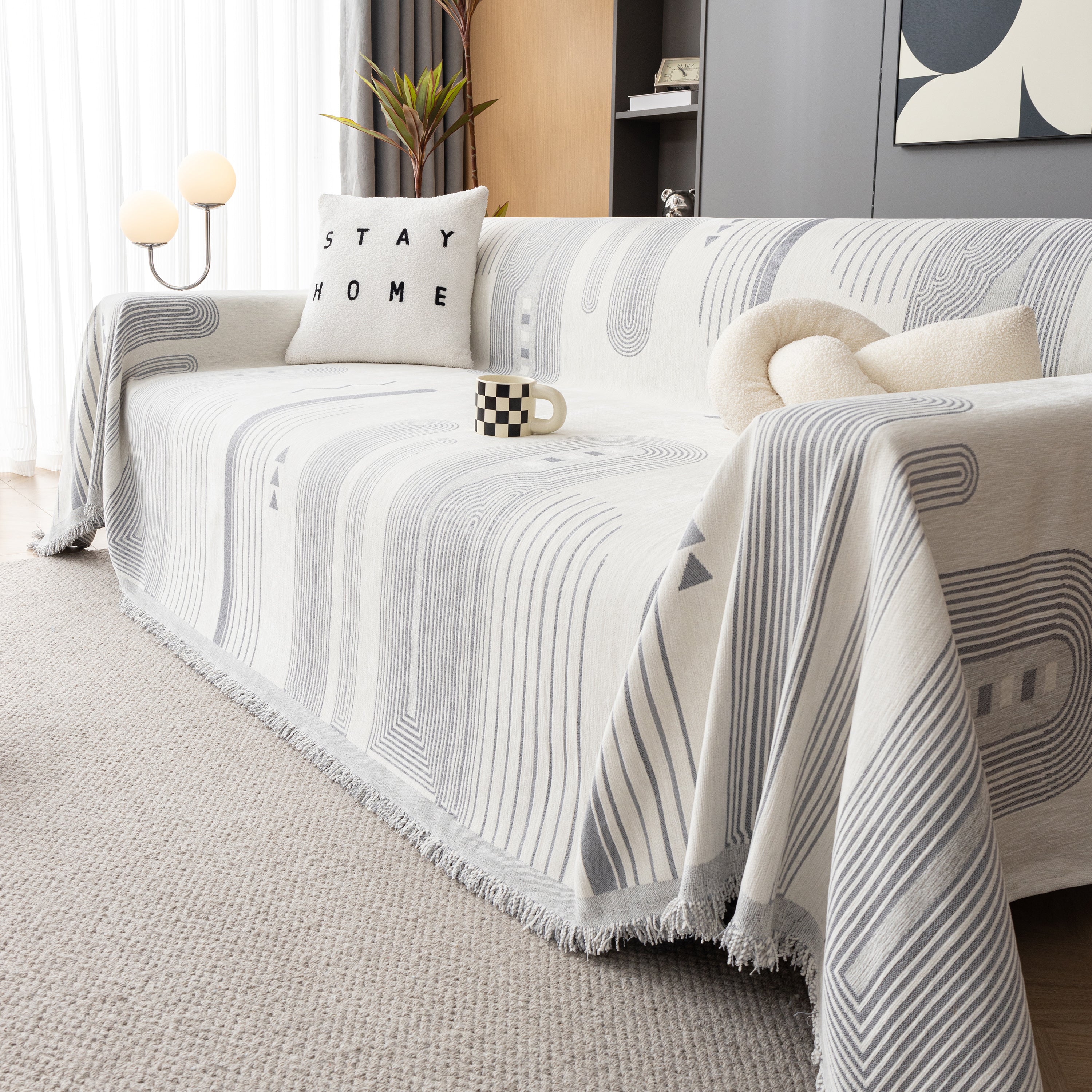 Boho Couch Throw Covers with Tassel Thick Durable Sofa Cover Blanket Furniture Slipcover Sectional