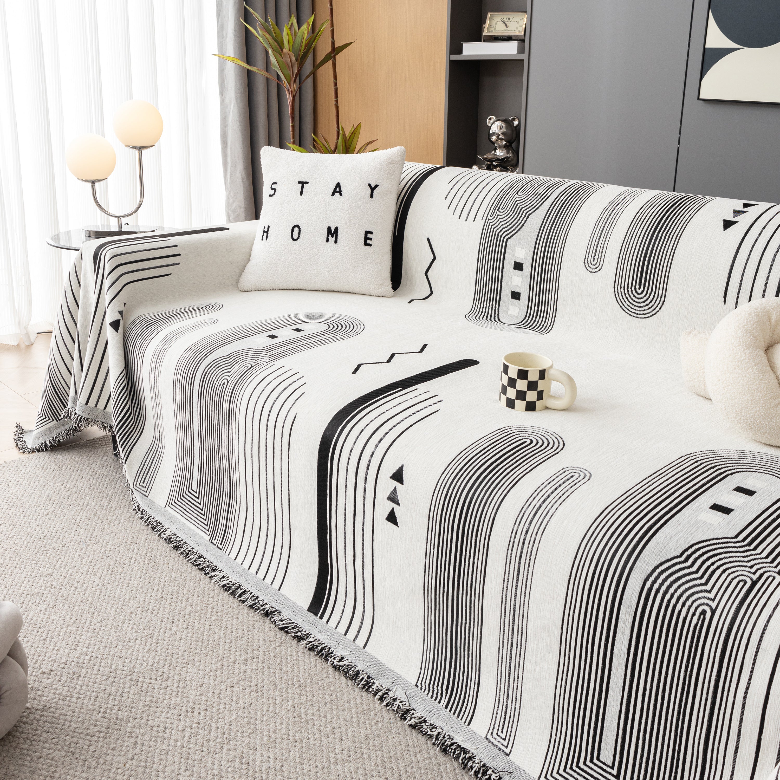 Boho Couch Throw Covers with Tassel Thick Durable Sofa Cover Blanket Furniture Slipcover Sectional