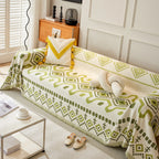 Boho Geometric Chenille Throw Sofa Cover Soft Textured Decorative Couch Blanket