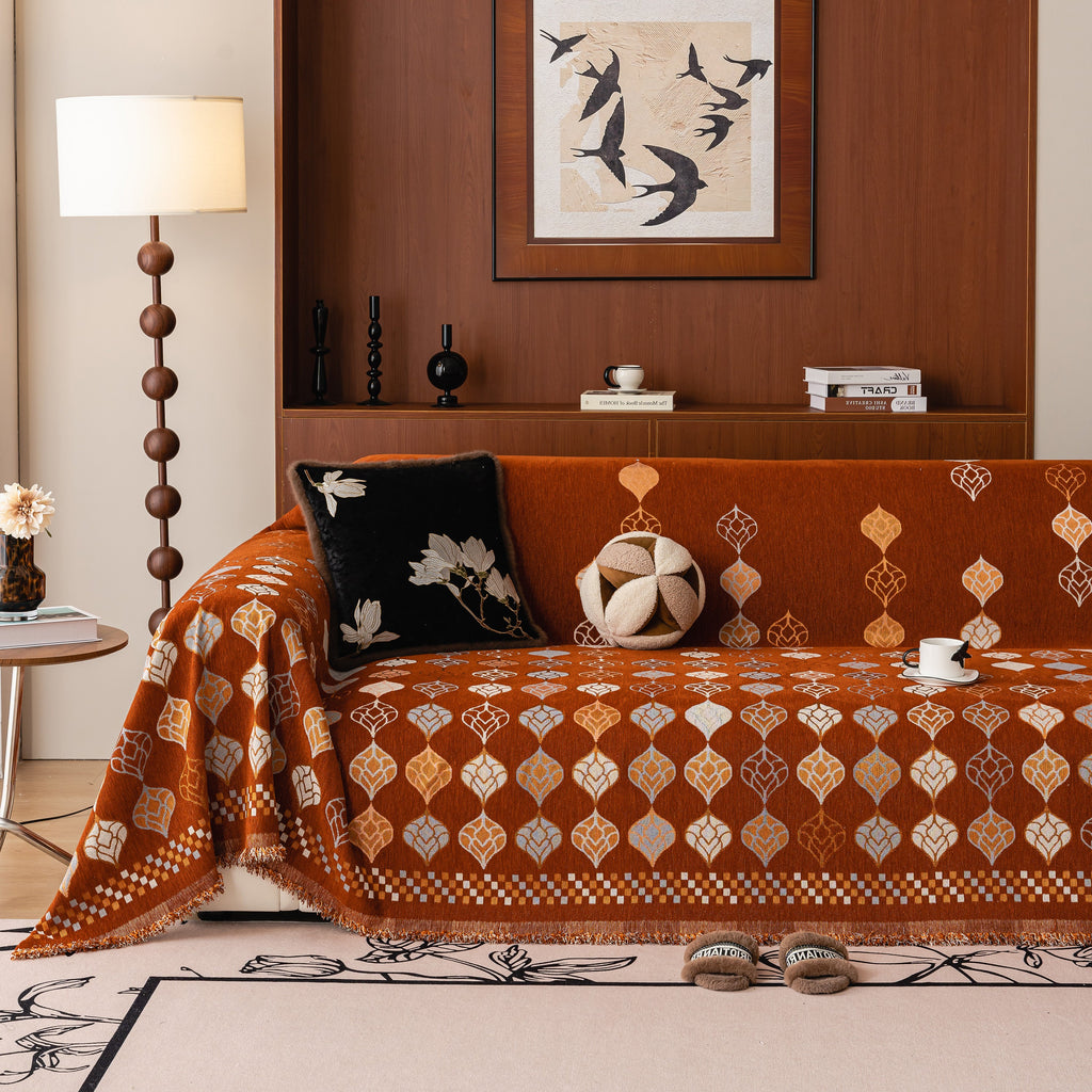 Boho Geometric Sofa Slipcovers Chenille Scratch Resistant Couch Protective Covers