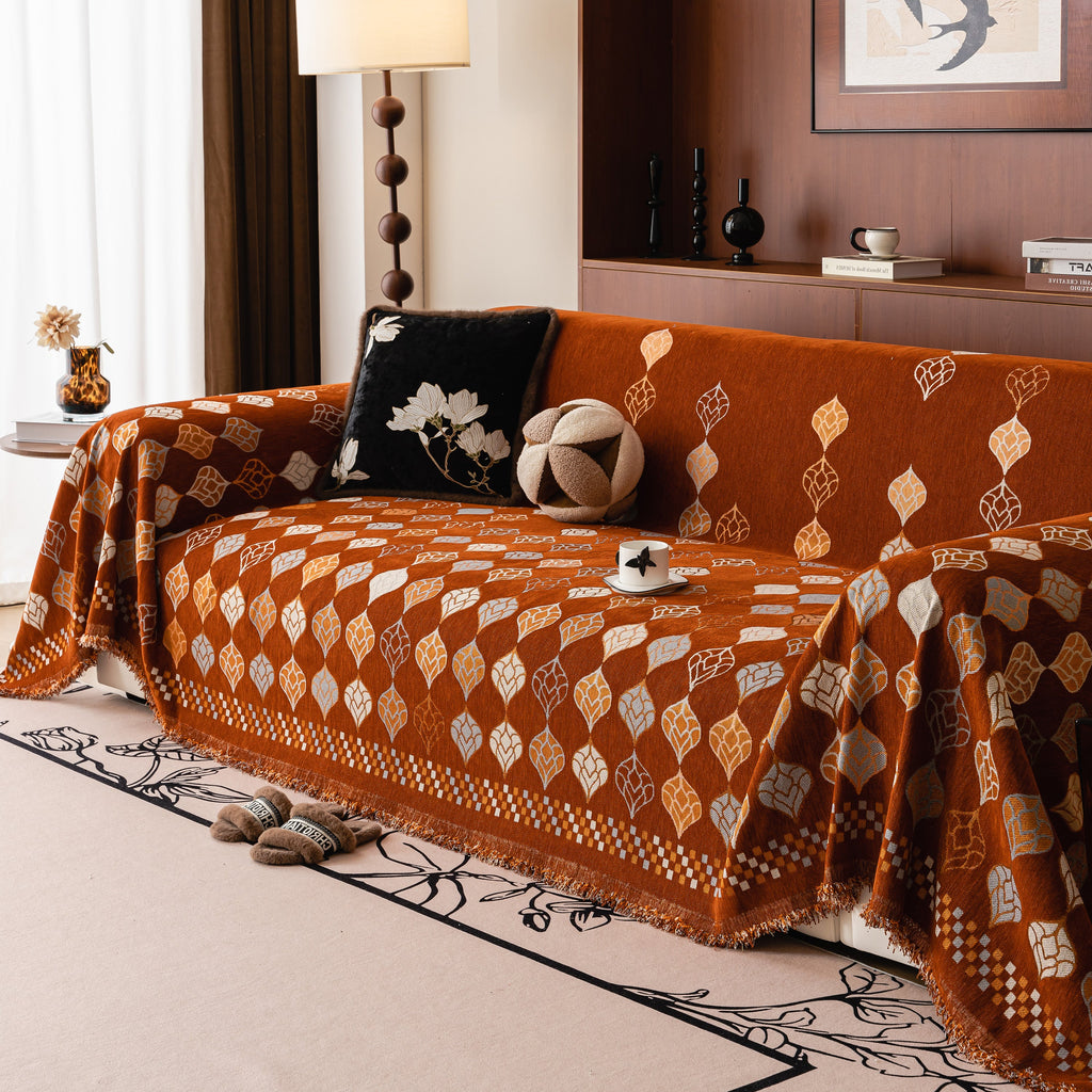 Boho Geometric Sofa Slipcovers Chenille Scratch Resistant Couch Protective Covers
