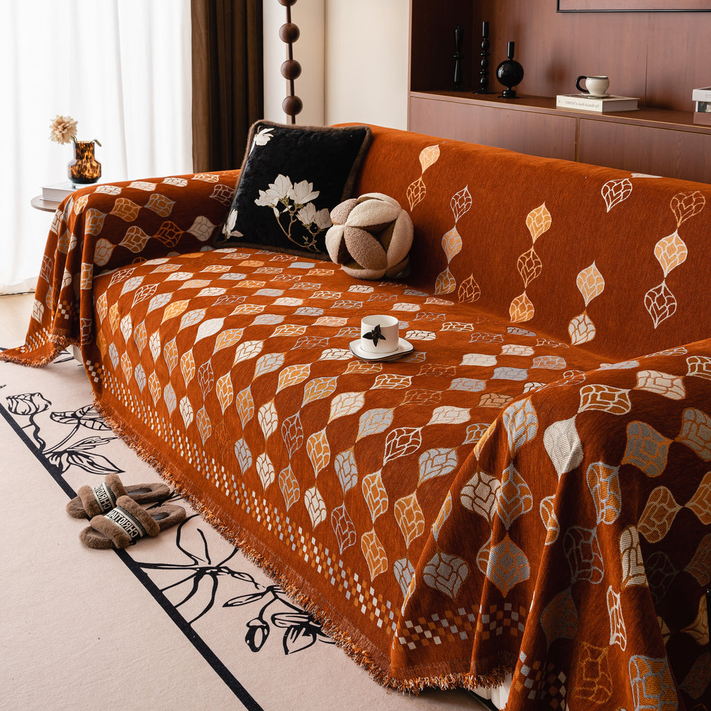 Boho Geometric Sofa Slipcovers Chenille Scratch Resistant Couch Protective Covers